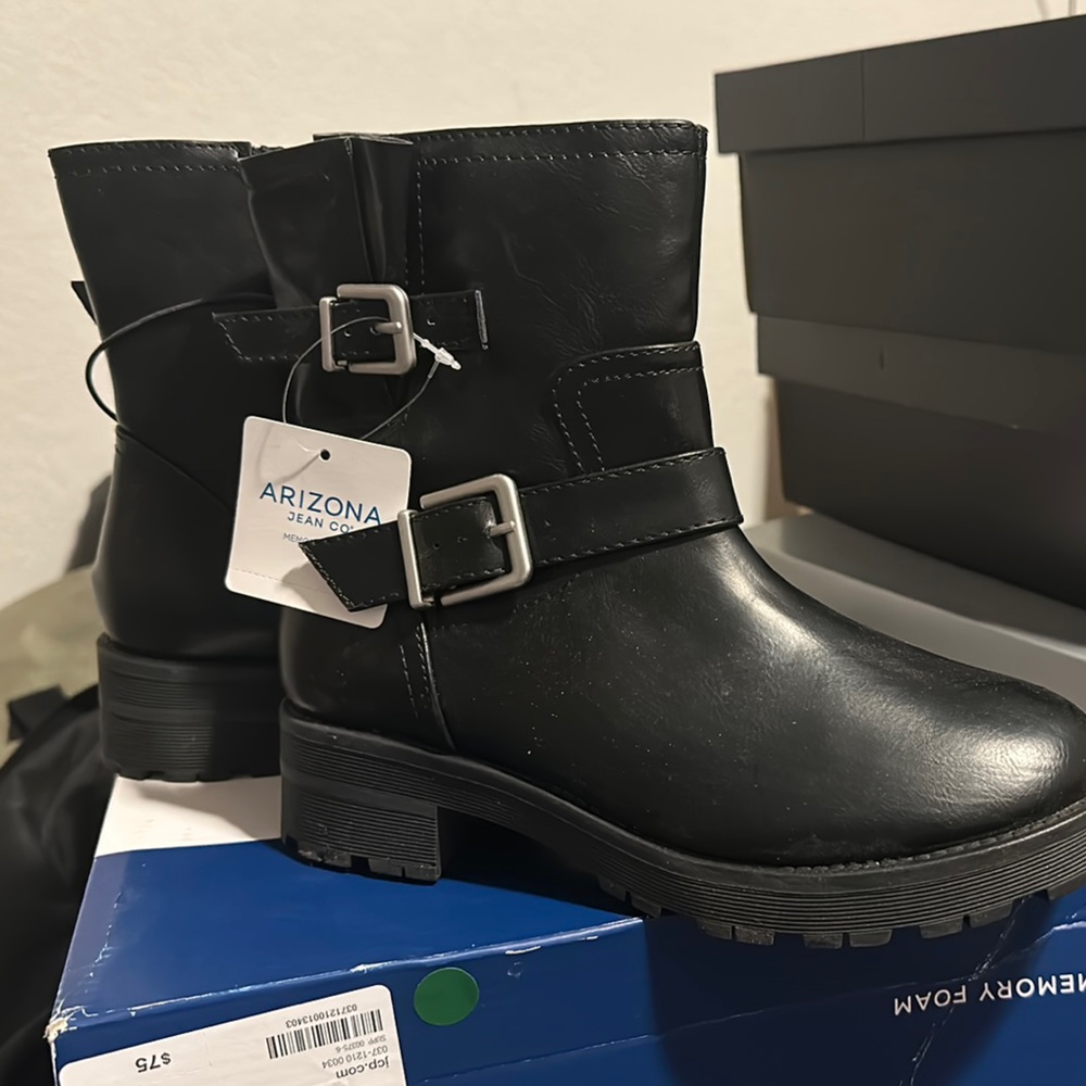 Arizona Black Buckle Ankle Boots